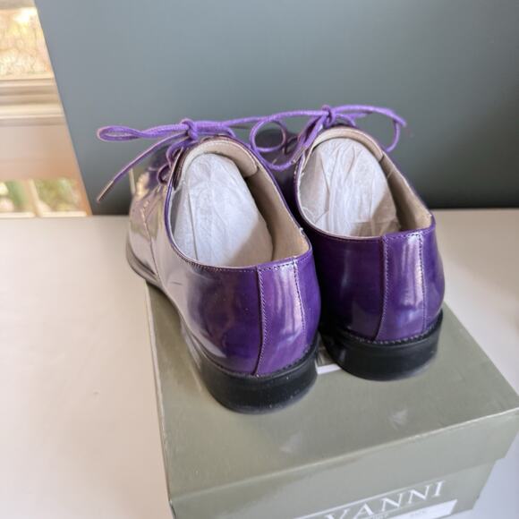 Mens‎ 8.5 Authentic Leather Lace Up Oxford Dress Shoes Purple Giovanni Owen - Picture 10 of 13
